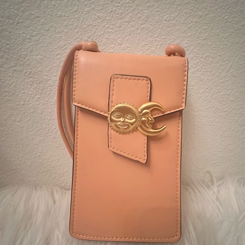 Top Shop Peach Crossbody Bag Gold Sun and Moon Accent  purchased in Nordstroms